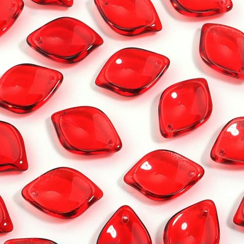 50 Stück/Los Epiphyllum Blütenblatt Lampwork Perlen Bunte lose Glasperlen für die Schmuckherstellung DIY Armband Halskette Bastelzubehör-rot von YFSHC