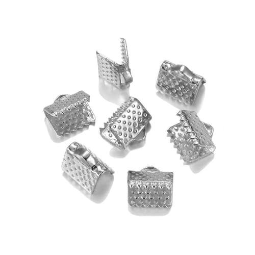 50 Stück/Los Quetschperlen, Buchtverschlüsse, Kordel, Lederclip, Halskette, Armband, Verbinder, Endkappen für DIY-Schmuckzubehör, Rhodium, 30 mm x 50 Stück von YFSHC