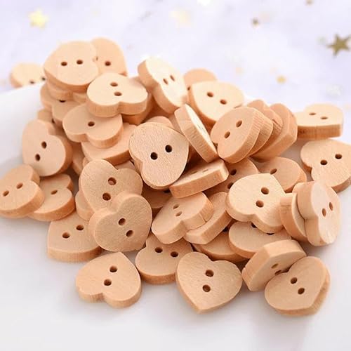 50 Stück/Packung 2 Löcher Bunte Holzknöpfe in Schmetterlingsform Geeignet zum Nähen von Scrapbooking-Knöpfen DIY-Bastelzubehör-Holzherz-50 Stück von YFSHC