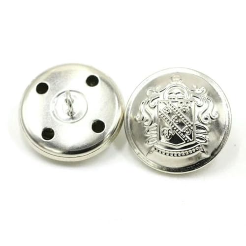 50 Stück 15–25 mm Metallknöpfe, antiker Messing-Ösenknopf für Kleidung, Jeans, Reparaturset, Handarbeitsschnalle, DIY-Strick-Nähzubehör, B3-13, Silber, 20 m von YFSHC