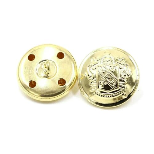 50 Stück 15–25 mm Metallknöpfe, antiker Messing-Ösenknopf für Kleidung, Jeans, Reparaturset, Handarbeitsschnalle, DIY-Strick-Nähzubehör, B3-13-Gold, 25 mm von YFSHC
