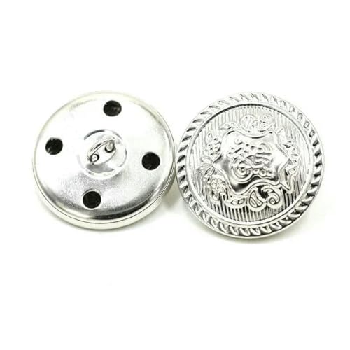 50 Stück 15–25 mm Metallknöpfe, antiker Messing-Ösenknopf für Kleidung, Jeans, Reparaturset, Handarbeitsschnalle, DIY-Strick-Nähzubehör, B3-15-Silber, 23,0 von YFSHC