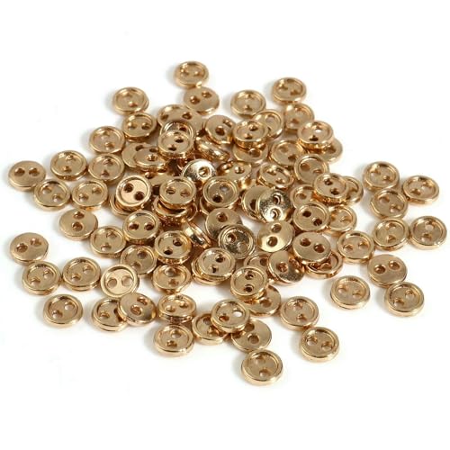 50 Stück 3/4/5 mm Metallknöpfe mit 2 Löchern, rund, für Heimwerker, Puppenkleidung, Schnallen, handgefertigte Knöpfe, Nähen von Kleidungszubehör, 4–5 mm Durchmesser. von YFSHC