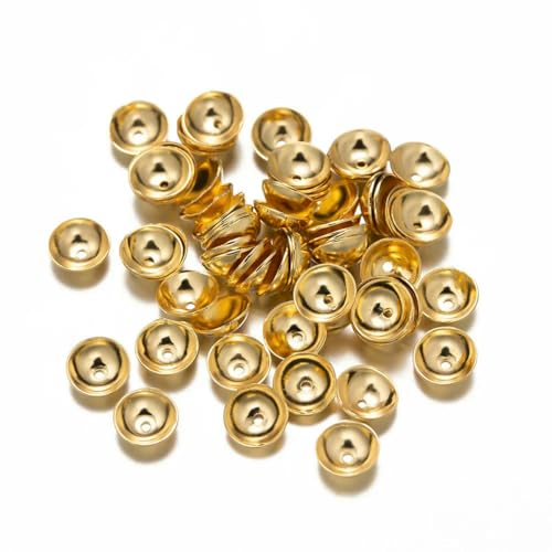 50 Stück 3–10 mm goldfarbene Edelstahl-Perlenkappen, runde Abstandshalterperlen für die Schmuckherstellung, DIY-Komponenten, Zubehör, Großhandel, Gold, 5 x 0,9 mm von YFSHC