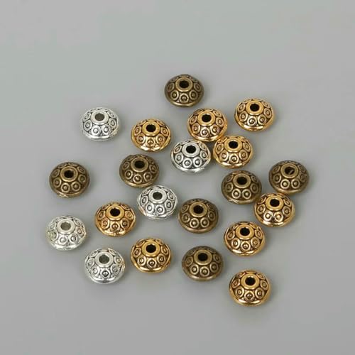 50 Stück 6 x 4,0 mm Antikgold/Rhodium/Bronze Metallperlen Endkappen Seed Spacer Perlen für die Schmuckherstellung DIY Charm Armband-wie das Bild zeigt_c von YFSHC