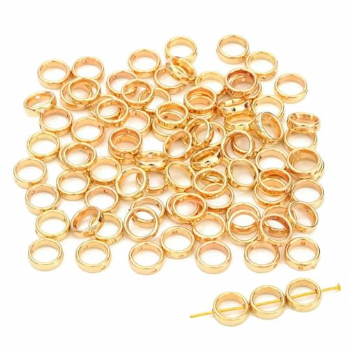 50 Stück CCB-Perlen mit zwei Löchern, Herz, Blume, oval, Kreis, Rahmen, Abstandshalter, Verbinder für DIY-Armbänder, Ohrringe, Anhänger, Schmuckherstellung, 12 mm, GD 50 Stück CCB-Perlen mit zwei Löchern, Herz, Blume, oval, Kreis, Rahmen, Abstandshalter, Verbinder für DIY-Armbänder, Ohrringe, Anhänger, Schmuckherstellung, 12 mm, GD von YFSHC