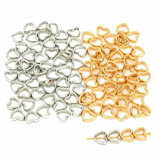 50 Stück CCB-Perlen mit zwei Löchern, Herz, Blume, oval, Kreis, Rahmen, Abstandshalter, Verbinder für DIY-Armbänder, Ohrringe, Anhänger, Schmuckherstellung, 12 x 11 mm, MX 50 Stück CCB-Perlen mit zwei Löchern, Herz, Blume, oval, Kreis, Rahmen, Abstandshalter, Verbinder für DIY-Armbänder, Ohrringe, Anhänger, Schmuckherstellung, 12 x 11 mm, MX von YFSHC