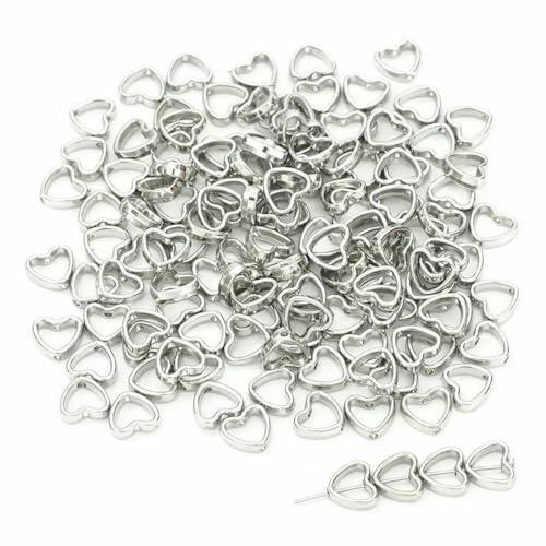 50 Stück CCB-Perlen mit zwei Löchern, Herz, Blume, oval, Kreis, Rahmen, Abstandshalter, Verbinder für DIY-Armbänder, Ohrringe, Anhänger, Schmuckherstellung, 12 x 11 mm, RH 50 Stück CCB-Perlen mit zwei Löchern, Herz, Blume, oval, Kreis, Rahmen, Abstandshalter, Verbinder für DIY-Armbänder, Ohrringe, Anhänger, Schmuckherstellung, 12 x 11 mm, RH von YFSHC