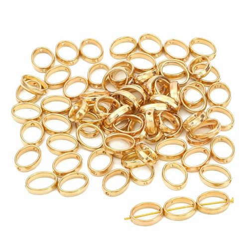 50 Stück CCB-Perlen mit zwei Löchern, Herz, Blume, oval, Kreis, Rahmen, Abstandshalter, Verbinder für DIY-Armbänder, Ohrringe, Anhänger, Schmuckherstellung, 15 x 12 mm, GD 50 Stück CCB-Perlen mit zwei Löchern, Herz, Blume, oval, Kreis, Rahmen, Abstandshalter, Verbinder für DIY-Armbänder, Ohrringe, Anhänger, Schmuckherstellung, 15 x 12 mm, GD von YFSHC