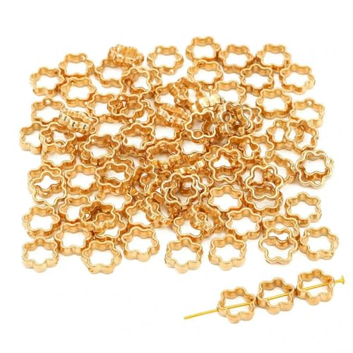 50 Stück CCB-Perlen mit zwei Löchern, Herz, Blume, oval, Kreis, Rahmen, Abstandshalter für DIY-Armbänder, Ohrringe, Anhänger, Schmuckherstellung, 12 mm, GD_a 50 Stück CCB-Perlen mit zwei Löchern, Herz, Blume, oval, Kreis, Rahmen, Abstandshalter für DIY-Armbänder, Ohrringe, Anhänger, Schmuckherstellung, 12 mm, GD_a von YFSHC