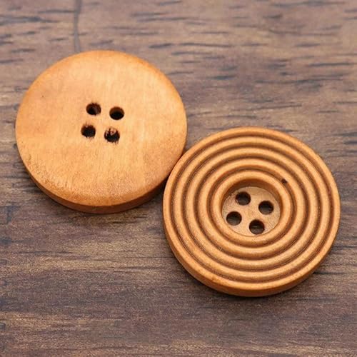 50 Stück DIY Holzknöpfe Nähzubehör Kinderkleidung Handarbeiten Hemden Dekorative Knöpfe Handarbeit Kinderbekleidung-Khaki-Farbe-20 mm von YFSHC