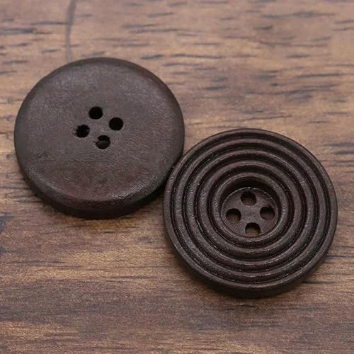 50 Stück DIY Holzknöpfe Nähzubehör Kinderkleidung Handarbeiten Hemden Dekorative Knöpfe Handarbeit Kinderbekleidung-Schokoladenfarbe-15 mm von YFSHC