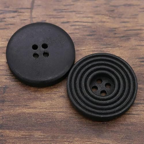 50 Stück DIY Holzknöpfe Nähzubehör Kinderkleidung Handarbeiten Hemden Dekorative Knöpfe Handarbeit Kinderbekleidung-schwarz-20 mm von YFSHC