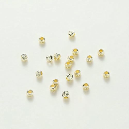50 Stück DIY-Schmuckzubehör, 14 Karat 18 Karat vergoldet, gestreifte Schnittblumenperlen, 2,5 3 4 5 6 mm, Abstandsperlen, Massenmaterial zum Perlensticken, 14 Karat, 5 mm x 50 Stück von YFSHC