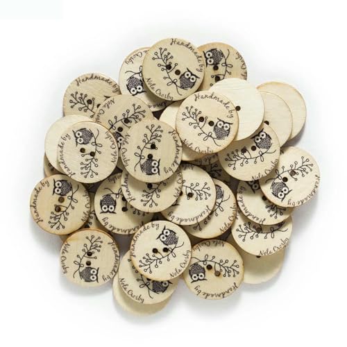 50 Stück Eulen-Holzknöpfe zum Nähen, Scrapbooking, Kleidung, Basteln, handgefertigte Kartenherstellung, DIY-Heimdekor-Werkzeuge, 25 mm, Standard 50 Stück Eulen-Holzknöpfe zum Nähen, Scrapbooking, Kleidung, Basteln, handgefertigte Kartenherstellung, DIY-Heimdekor-Werkzeuge, 25 mm, Standard von YFSHC