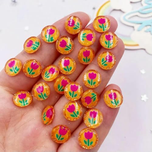50 Stück Harz, süß, bunt, 10 mm, rund, Tulpen, Blumen, Kristall, Edelstein, flache Rückseite, Strass-Applikation, DIY-Knöpfe, Sammelalbum für Nagelkunst, 11 50 Stück Harz, süß, bunt, 10 mm, rund, Tulpen, Blumen, Kristall, Edelstein, flache Rückseite, Strass-Applikation, DIY-Knöpfe, Sammelalbum für Nagelkunst, 11 von YFSHC