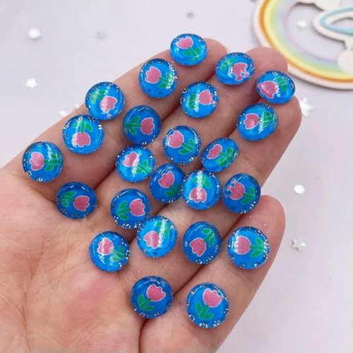 50 Stück Harz, süß, bunt, 10 mm, rund, Tulpen, Blumen, Kristall, Edelstein, flache Rückseite, Strass-Applikation, DIY-Knöpfe, Sammelalbum für Nagelkunst, 12 50 Stück Harz, süß, bunt, 10 mm, rund, Tulpen, Blumen, Kristall, Edelstein, flache Rückseite, Strass-Applikation, DIY-Knöpfe, Sammelalbum für Nagelkunst, 12 von YFSHC