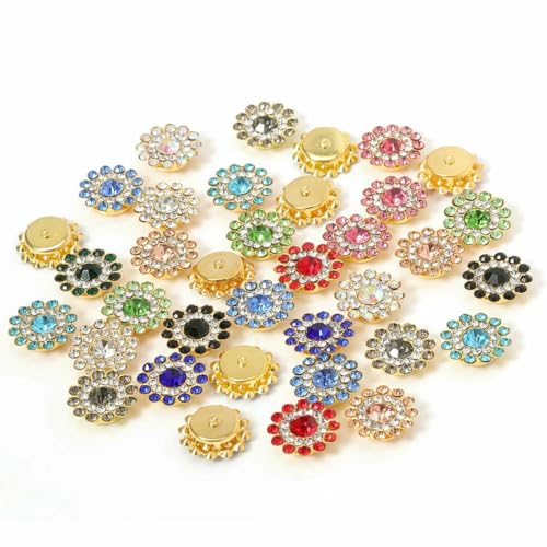 50 Stück Kristall-Klauen-Strasssteine, flache Rückseite, Näh-Cabochons, Lünettenperlen für die Schmuckherstellung, DIY-Handarbeiten, Schleifen, gemischt von YFSHC