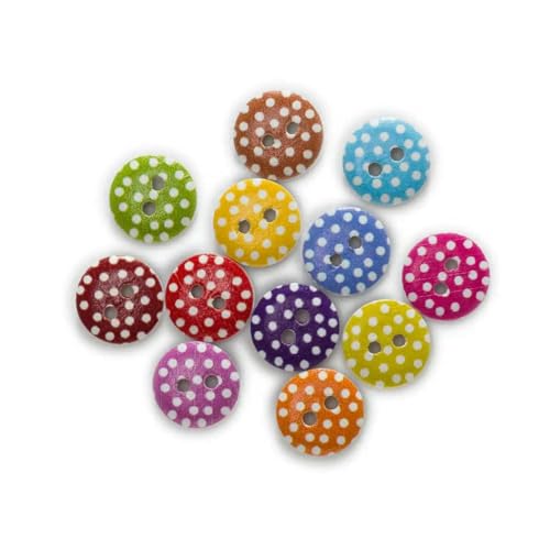 50 Stück Punktdruck, runde Holzknöpfe im pastoralen Stil, Nähen, Sammelalbum, Kleidung, Basteln, Handarbeit, Heimdekoration, 11–18 mm, Weiß, 13,0 mm 50 Stück Punktdruck, runde Holzknöpfe im pastoralen Stil, Nähen, Sammelalbum, Kleidung, Basteln, Handarbeit, Heimdekoration, 11–18 mm, Weiß, 13,0 mm von YFSHC