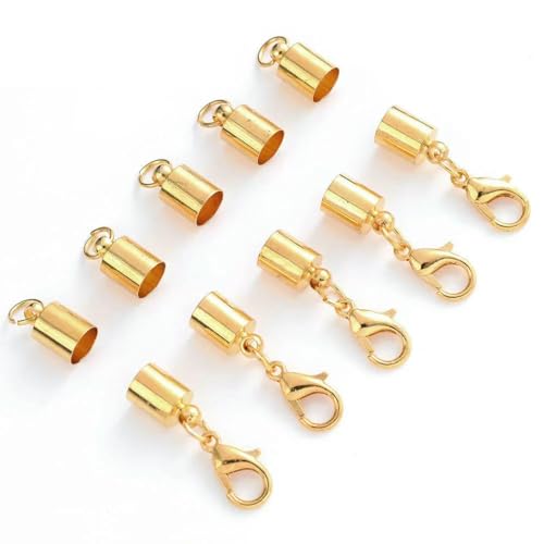50 Stück Quasten-Endkappen für Lederkordeln, Perlen, 2/2,5/3/3,5/4/4,5/5/5,5/6/7/8/9/10 mm, Endkappe für DIY-Halsketten, Schmuckherstellung, Gold, 10 Paare, Durchmesser 6 mm 50 Stück Quasten-Endkappen für Lederkordeln, Perlen, 2/2,5/3/3,5/4/4,5/5/5,5/6/7/8/9/10 mm, Endkappe für DIY-Halsketten, Schmuckherstellung, Gold, 10 Paare, Durchmesser 6 mm von YFSHC