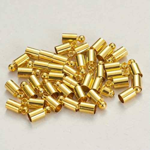 50 Stück Quasten-Endkappen für Lederkordeln, Perlen, 2/2,5/3/3,5/4/4,5/5/5,5/6/7/8/9/10 mm, Endkappe für DIY-Halsketten, Schmuckherstellung, Gold, Durchmesser 4,0 mm 50 Stück Quasten-Endkappen für Lederkordeln, Perlen, 2/2,5/3/3,5/4/4,5/5/5,5/6/7/8/9/10 mm, Endkappe für DIY-Halsketten, Schmuckherstellung, Gold, Durchmesser 4,0 mm von YFSHC