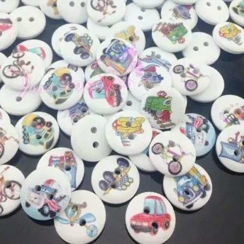 50 Stück gemischte Holzknöpfe in Großpackung, Knöpfe zum Basteln, Knöpfe, rund, bunt, Malknöpfe, WB525-Farbe 17 von YFSHC