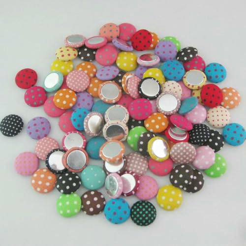 50 Stück mehrfarbige Mischung, 15 mm, flache Rückseite, Stoffknöpfe mit Punkten, bedrucktes Kleidungszubehör, zufällig gemischte Farben, Durchmesser 15 mm 50 Stück mehrfarbige Mischung, 15 mm, flache Rückseite, Stoffknöpfe mit Punkten, bedrucktes Kleidungszubehör, zufällig gemischte Farben, Durchmesser 15 mm von YFSHC