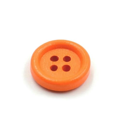 50 Stück runde Holzknöpfe, mehrfarbig, für Handarbeit, Nähen, Scrapbook, DIY, Basteln, Heimdekoration, Dekorationszubehör, 4 Löcher, Orange, 15 mm (Durchmesser) von YFSHC