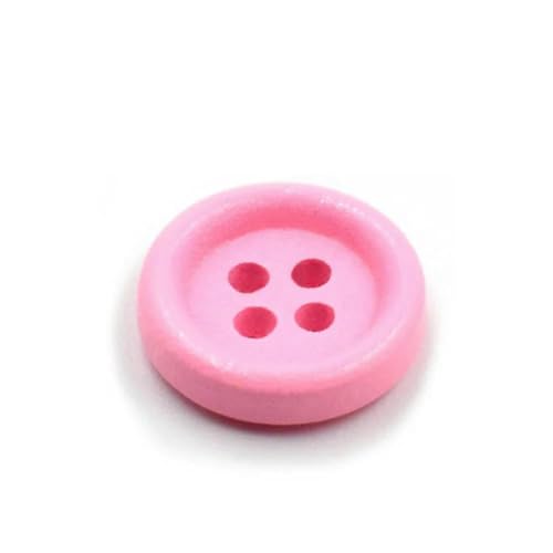 50 Stück runde Holzknöpfe, mehrfarbig, für Handarbeit, Nähen, Scrapbook, DIY, Basteln, Heimdekoration, Dekorationszubehör, 4 Löcher, Rosa, 15 mm (Durchmesser) von YFSHC