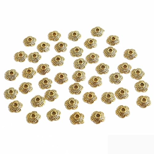 50 Stück tibetische Antiksilberfarbe Blattgold Blumenperlen Endkappen für Schmuckherstellung Handarbeiten Spacer Perlenkappen DIY Zubehör-10mm 50 Stück_d 50 Stück tibetische Antiksilberfarbe Blattgold Blumenperlen Endkappen für Schmuckherstellung Handarbeiten Spacer Perlenkappen DIY Zubehör-10mm 50 Stück_d von YFSHC