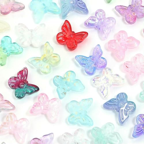 50 teile/los Bunte Schmetterling Tschechische Glasperlen Lampwork Spacer Perlen Für Schmuck Machen DIY Armband Kleidung Kopfbedeckungen Erkenntnisse-Gemischt von YFSHC