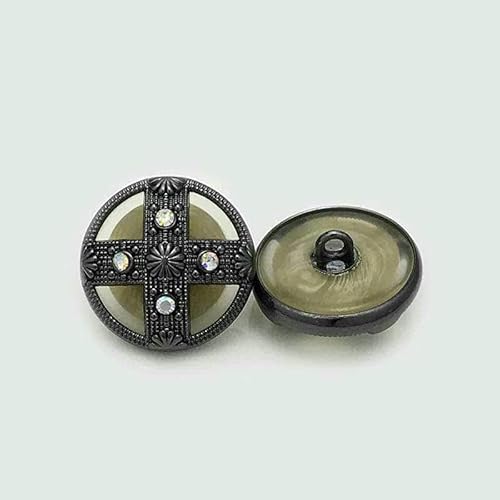 6 Stück/Los, 22,5 mm, hochwertiger, kreisförmiger Metallknopf mit eingelegtem Diamanten, Anzugjacke, Wollmantel, Palast-Stil, Knopf N231, Gun Black, 22,5 mm von YFSHC
