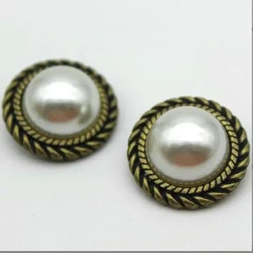 6 Stück/Los, Größe: 15–25 mm, goldene/kupferfarbene Perlmuttknöpfe mit Doppelschlaufe, Metall-Ösenknopf für Kleidungsstück-Nähknöpfe (SS-992), Kupferfarbe, 21 mm von YFSHC