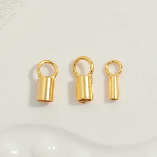 6 Stück/Los S925 Sterling Silber Durchmesser 1/2/3,0 mm Endspitzen Verschluss Lederband Crimpkappen Verschlüsse für Armbänder Halskettenherstellung-Gold-Durchmesser 2 mm 6 Stück/Los S925 Sterling Silber Durchmesser 1/2/3,0 mm Endspitzen Verschluss Lederband Crimpkappen Verschlüsse für Armbänder Halskettenherstellung-Gold-Durchmesser 2 mm von YFSHC