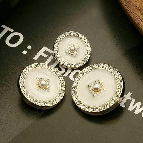 6 Stück 18–25 mm Dekor-Nähknöpfe aus Metall mit Perlen, Gold und Strass, schwarz, für Kleidung, Basteln, Handarbeiten, Nähzubehör, Luxus-B3–25 mm, 6 Stück 6 Stück 18–25 mm Dekor-Nähknöpfe aus Metall mit Perlen, Gold und Strass, schwarz, für Kleidung, Basteln, Handarbeiten, Nähzubehör, Luxus-B3–25 mm, 6 Stück von YFSHC