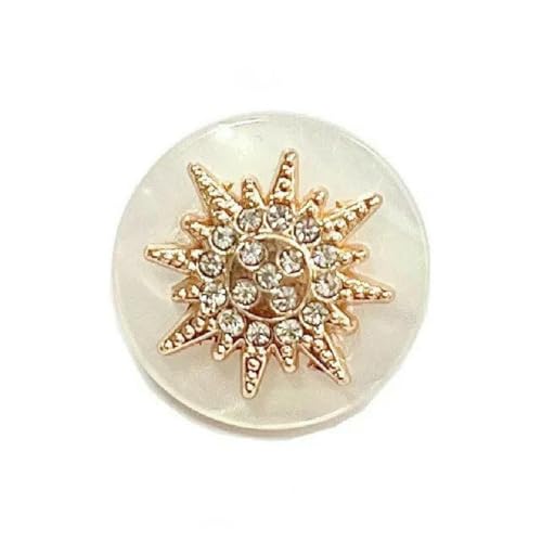 6 Stück 23,0 mm Luxus-Metallperlen-Nähknopf mit fünf Buchstaben, Blumenmotiv, für Kleidung, Mantel, Rock, Kleidungszubehör, Golden-A-23,0 mm von YFSHC
