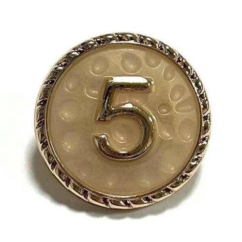 6 Stück 23,0 mm Luxus-Metallperlen-Nähknopf mit fünf Buchstaben, Blumenmotiv, für Kleidung, Mantel, Rock, Kleidungszubehör, Golden-B-23,0 mm von YFSHC