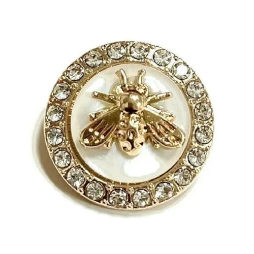 6 Stück 23,0 mm Luxus-Metallperlen-Nähknopf mit fünf Buchstaben, Blumenmotiv, für Kleidung, Mantel, Rock, Kleidungszubehör, Golden-C-23,0 mm von YFSHC