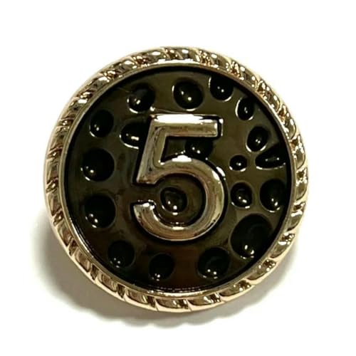 6 Stück 23,0 mm Luxus-Metallperlen-Nähknopf mit fünf Buchstaben, Blumenmotiv, für Kleidung, Mantel, Rock, Kleidungszubehör, Golden-G-23,0 mm von YFSHC