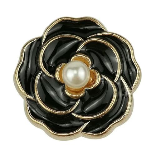6 Stück 23,0 mm Luxus-Metallperlen-Nähknopf mit fünf Buchstaben, Blumenmotiv, für Kleidung, Mantel, Rock, Kleidungszubehör, Golden-K-23,0 mm von YFSHC