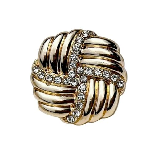 6 Stück 23,0 mm Luxus-Metallperlen-Nähknopf mit fünf Buchstaben, Blumenmotiv, für Kleidung, Mantel, Rock, Kleidungszubehör, Golden-P-23,0 mm von YFSHC