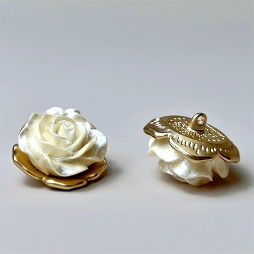 6 Stück 23,0 mm Luxus-Metallperlen-Nähknopf mit fünf Buchstaben, Blumenmotiv, für Kleidung, Mantel, Rock, Kleidungszubehör, Golden-R-23,0 mm von YFSHC