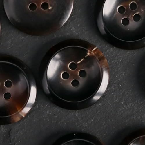6 Stück klassische braune Naturhornknöpfe für Anzugjacken, Kleidung, Nähzubehör, 12,5–30 mm, Mantel, Hose, Kaffeeknopf, Stil 2–25 mm (6 Stück) von YFSHC