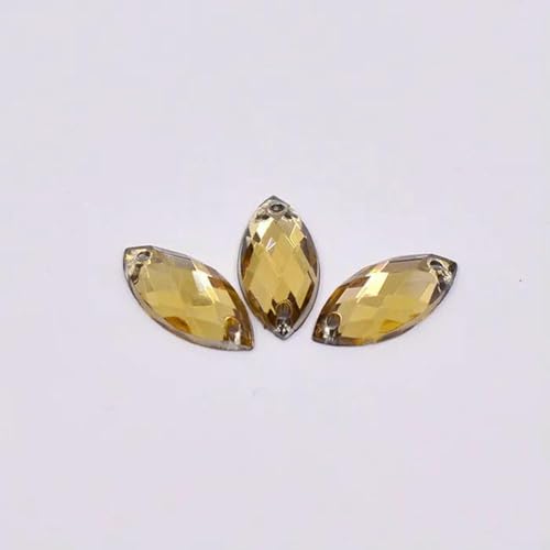 7 x 15 mm, 100 Stück, Nähen, Kristall, AB, Strass, flache Rückseite, Acrylsteine, Applikation zum Aufnähen, Pferdeauge, Kristall-Strass für Handarbeiten, Hellpfirsich von YFSHC