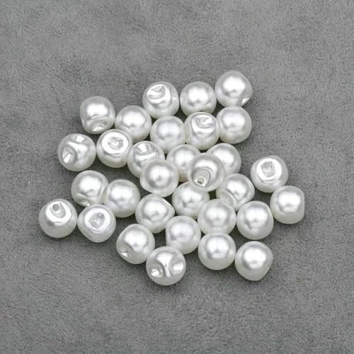 8 10 12 mm Nähknöpfe aus weißen Perlen, runde Strass-Applikationen, Scrapbooking-Knöpfe für Handarbeiten, Kleidungsdekoration, 8 mm, 60 Stück von YFSHC