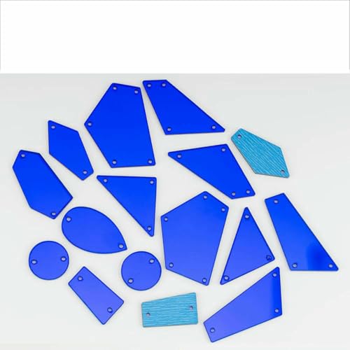 Acryl-Spiegel mit flacher Rückseite, verschiedene Größen, zum Aufnähen, mehrfarbige Steine für Kleidungsstücke, DIY-Dekoration, Blau, 100 Stück von YFSHC