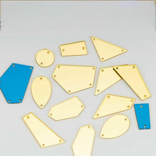 Acrylspiegel mit flacher Rückseite, verschiedene Größen, zum Aufnähen, mehrfarbige Steine für Kleidungsstücke, DIY-Dekoration, Hellgelb, 100 Stück von YFSHC