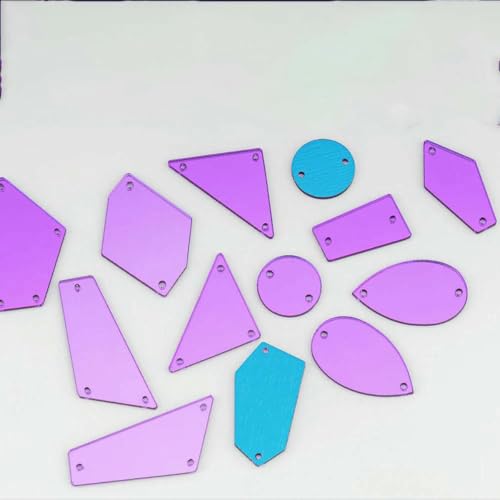 Acrylspiegel mit flacher Rückseite, verschiedene Größen, zum Aufnähen, mehrfarbige Steine für Kleidungsstücke, DIY-Dekoration, Lila, 100 Stück von YFSHC