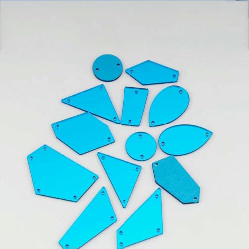 Acrylspiegel mit flacher Rückseite, verschiedene Größen, zum Aufnähen, mehrfarbige Steine für Kleidungsstücke, DIY-Dekoration, Ozean, 100 Stück von YFSHC