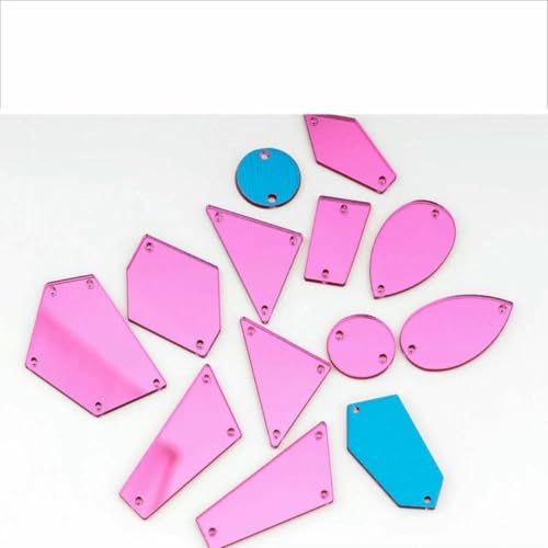 Acrylspiegel mit flacher Rückseite, verschiedene Größen, zum Aufnähen, mehrfarbige Steine für Kleidungsstücke, DIY-Dekoration, Rose, 100 Stück von YFSHC